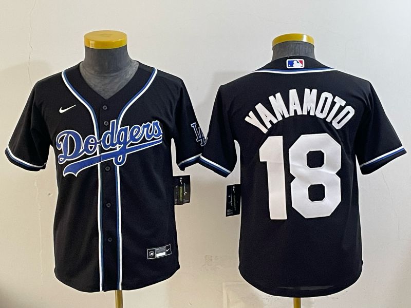 Youth Nike 2026 Los Angeles Dodgers #18 Yamamoto Black Game MLB Jersey 087